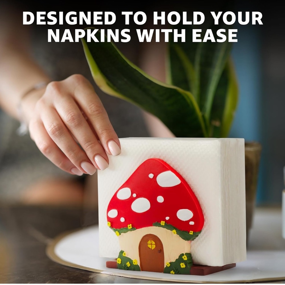 Shrumiez Mushroom House Napkin Holder, NIB 🍄 - Picture 4 of 10